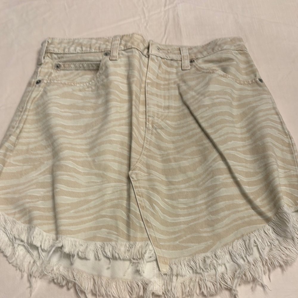 Free People Tan Mini Skirt with Zebra Print